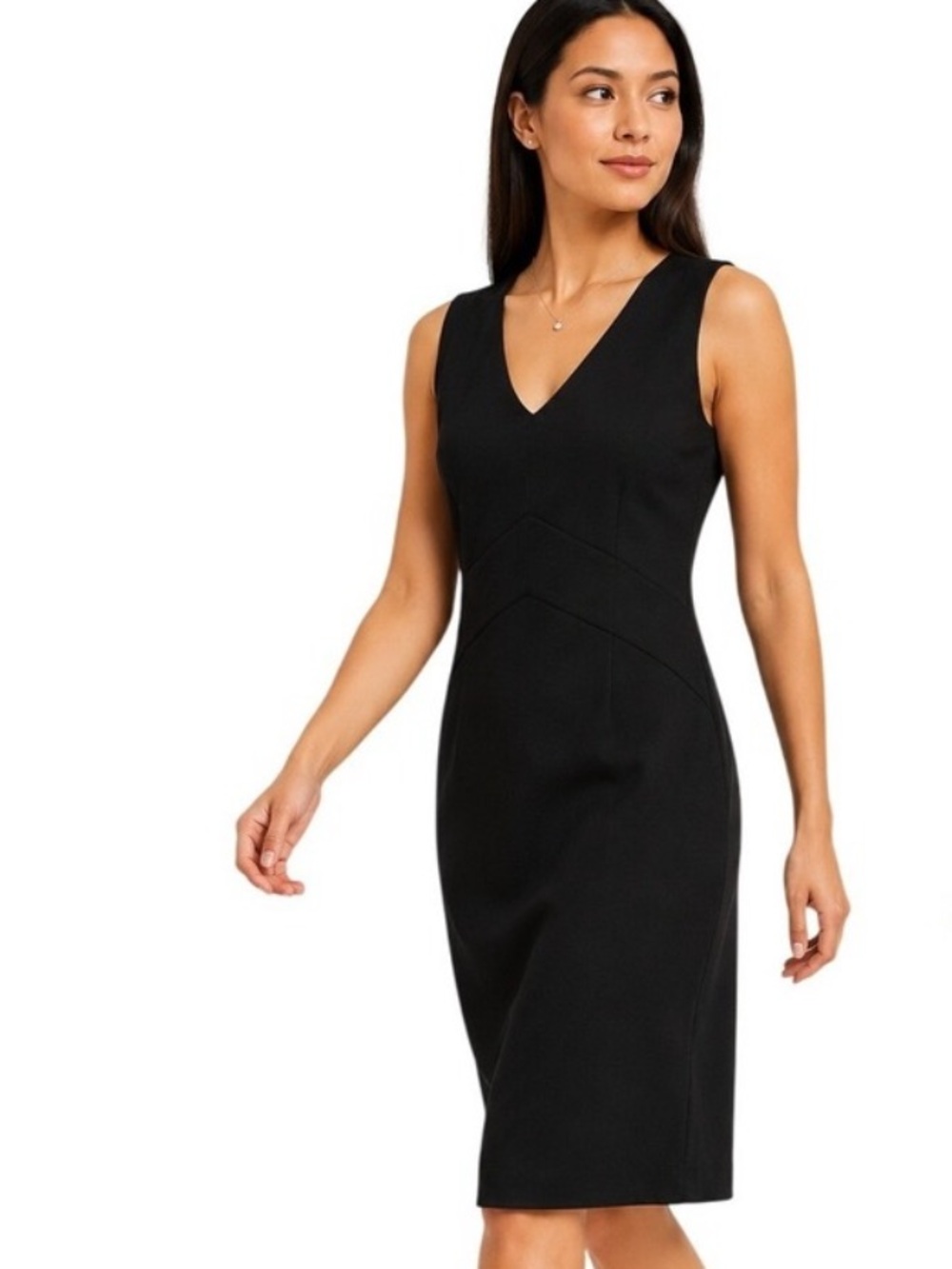 CAbi Edie Black Ponte Sleeveless Minimalist Sheath Dress L Business Funeral
